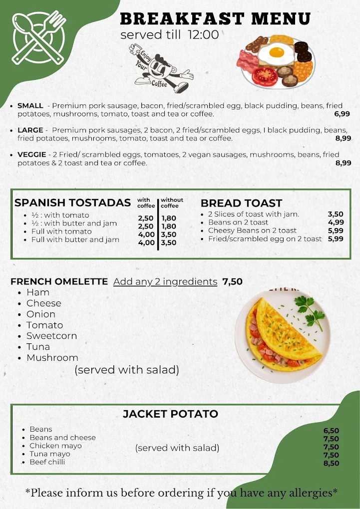 La Zona Terraza breakfast menu